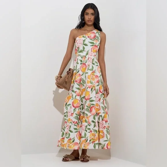 L.O.V. by Westside One Shoulder Maxi Pomegranate Dress Size S - Picture 1 of 9